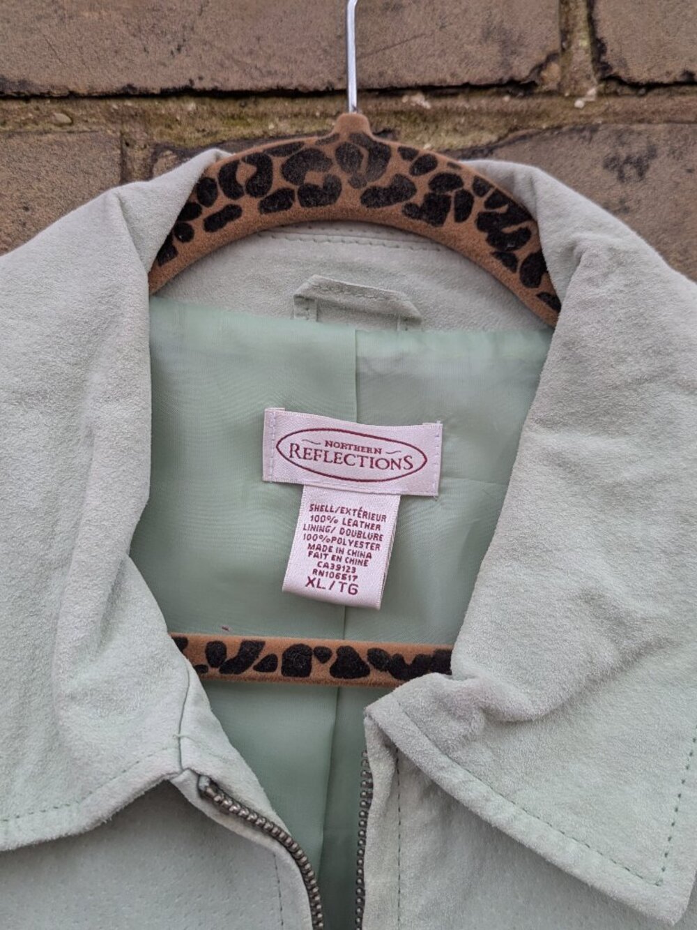 Northern Reflections Mint Green Embroidered Suede Leather Jacket Cottagecore XL - Picture 7 of 10